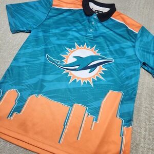 Miami‎ Dolphins Shirt Men XL City Skyline Edition NFL AOP Polo Downtown Uptown